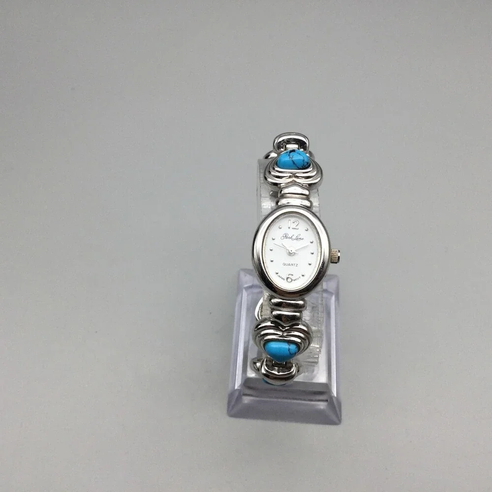 Park Lane Womens Watch 19mm Silver Tone Blue Heart Bracelet New Battery 6.25
